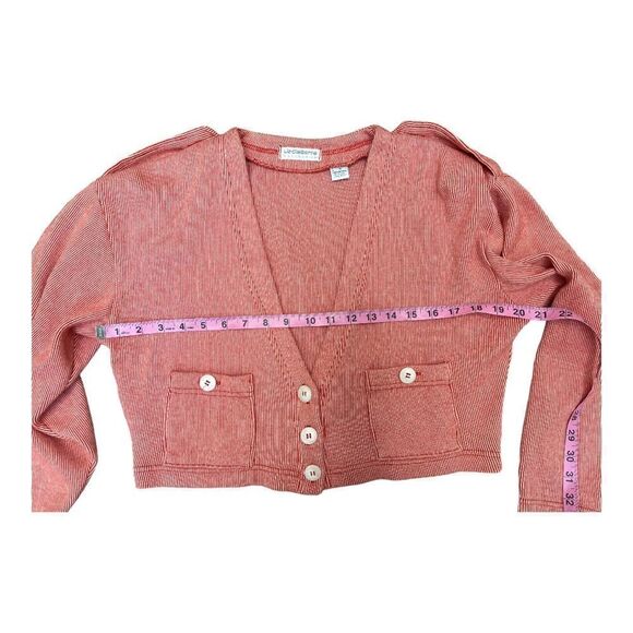 Vintage Liz Claiborne Orange Striped Cotton Cropped Blazer & Skirt Set 80s - Picture 9 of 11